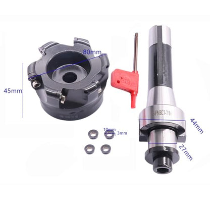 3.15"/80mm Cutting Dia 6 Flute EMR 5R80-27-6T Shell Cutter Set, R8 Arbor