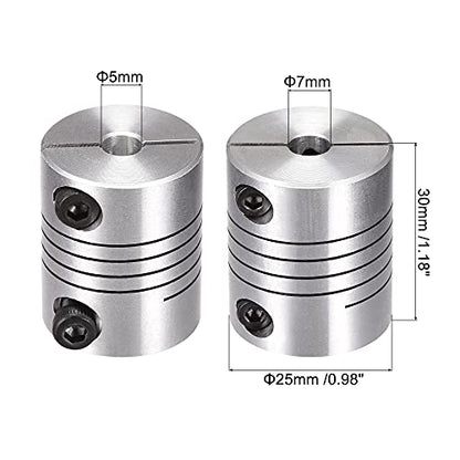 uxcell Motor Shaft 5mm to 7mm Helical Beam Coupler Coupling 25mm Dia 30mm Length - size: 5mm to 7mm