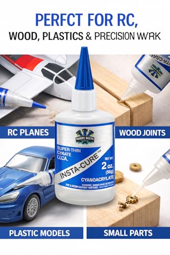 Bob Smith Industries Insta-Cure Super Thin CA Glue 2oz – 1–3 Second Set Time – Wicks Into Tight Gaps – Cyanoacrylate Adhesive for RC, Wood & Plastic Models. BSI-103 (Blue Label)