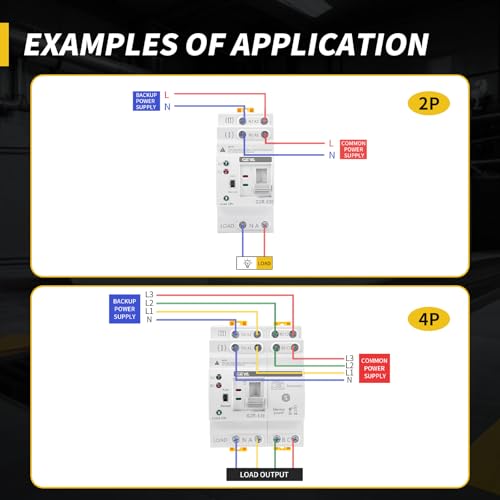 GEYA Mini ATS Automatic/Manual Dual Power Transfer Switch for Uninterruptible Power Supply, Over & Under Voltage Protection Solar Auto Switch DIN Rail Mount(2P-25A,AC220V) - style: 2P-25A-220VAC