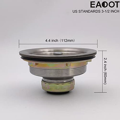 EADOT 3-1/2 Brushed Nickel Sink Drain Assembly with Strainer Basket Stopper