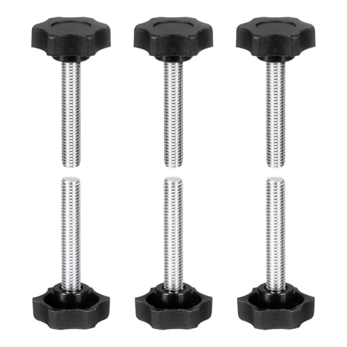 HARFINGTON 6Pcs Star Knob Handle M8 x 45mm Male Thread Metric Carbon Steel - size: M8 x 45mm