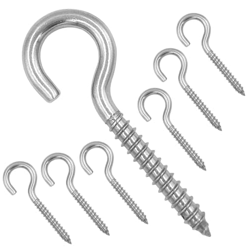 3.2 Inches 304 Stainless Steel Screw Eyes 6 Pack,Heavy Duty Screw in Hooks for Hammock Stand, Indoor Ceiling&Outdoor - size: 6 Pack