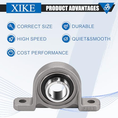 XIKE 4 Pcs KP003 Mounted Pillow Block Bearings Bore 17mm/0.66inch. - size: KP003 Bore 17 mm