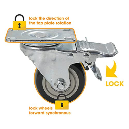 ELAFROS Heavy Duty Plastic Drum Dolly with Brake, 30/55 Gal, 900lb Yellow - color: Yellow, size: 1 Pack With Brake