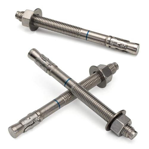 3/4" x 8-1/2" Concrete Anchors (10 Pack) 3/4 inch Wedge Anchors Bolts Stainless Steel - size: 3/4"x8-1/2"