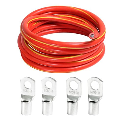 2 Gauge Battery Welding Cable, Red, 5 Feet - color: Red, size: 5 Feet Each w/o Cable Sleeve