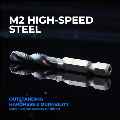Kraftek 10-32NF Combination Drill and Tap Bit Set, Ultra TiAlN Coating M2 Drill Tap Set, One-Step Drilling, Tapping, and Deburring for Stainless Steel, Aluminum,Copper, Plastic, Mild Steel - size: 10-32NF 1pc