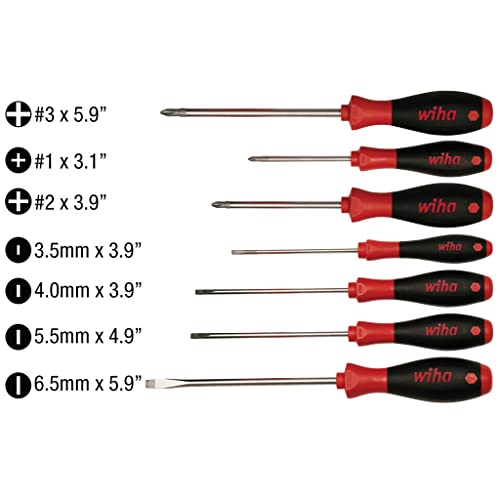 Wiha 30278 7 Piece SoftFinish Slotted and Phillips Screwdriver Set