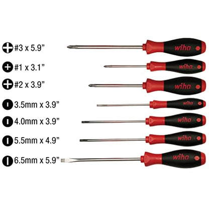 Wiha 30278 7 Piece SoftFinish Slotted and Phillips Screwdriver Set