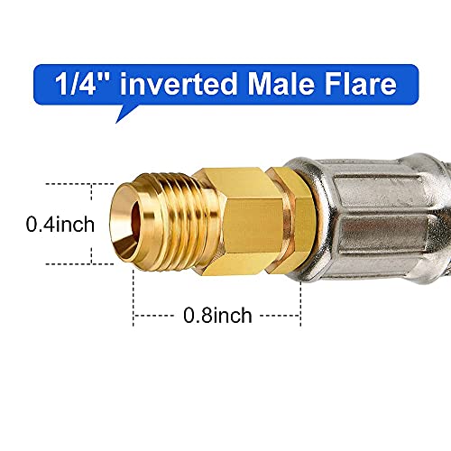 2 Pack 1/4" Inverted RV Propane Pigtail Hose with Gauge, 15inch