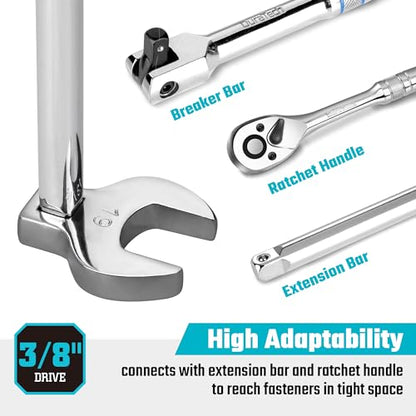 DURATECH 10-Piece 3/8" Drive Crowfoot Wrench Set, Metric, 10-19mm - size: Metric, style: Regular
