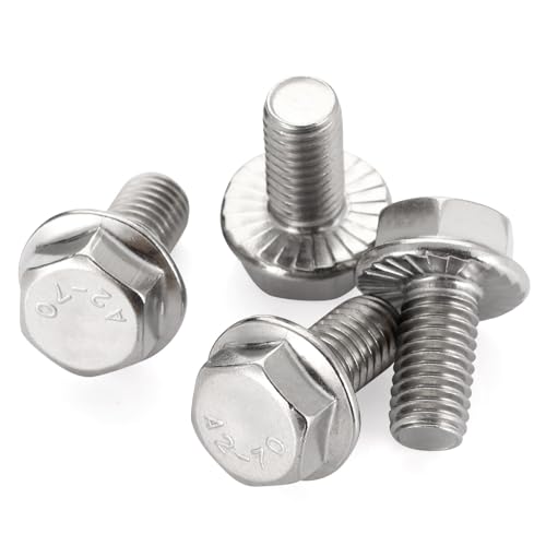 1/4-20 x 1/2" Flange Hex Head Bolts, Stainless Steel 304, Fully Threaded, 25 PCS - color: Silver, size: 1/4-20 x 1/2"