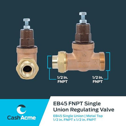 Cash Acme EB45 Pressure Regulating Valve, Single Union, 1/2 Inch NPT Female x NPT Female, Metal Top, 60 PSI, PVA08M-SUTH-60 - size: 1/2 in., style: Metal Top, 60 PSI