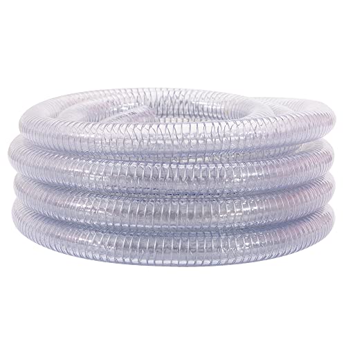 DAVCO 3/4" ID x 10 ft Wire Reinforced Suction Hose PVC Clear Vinyl Tubing - size: 3/4"ID, style: 10 Feet