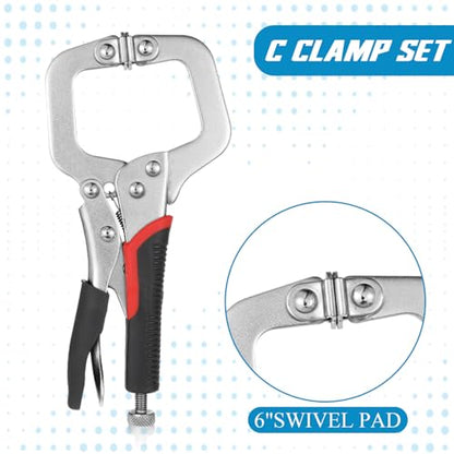 4 Pcs Locking C Clamp 6, 9, 11 Inch Heavy Duty Welding Clamps Pliers Vise Grip Clamps with Swivel Pad with Regular Tip and Swivel Pad for Craftsmen Home Workshop - size: 6/9/11/14 Inch,Set of 4