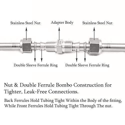 Beduan 304 Stainless Steel Air Compression Tube Fitting, 10mm Tube OD x 10mm Tube OD, Equal Straight Connect for Tubing Pipe Line (Pack of 2) - size: 10 mm OD