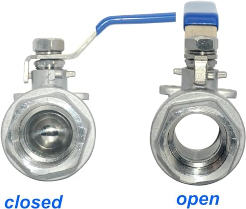 316 Stainless Steel 1/8"~3" Full Port Ball Valve with Blue Vinyl Handle, NPT Female x Female Thread,1000 WOG (2PCS 2") - size: 2 Inch (2 PC)