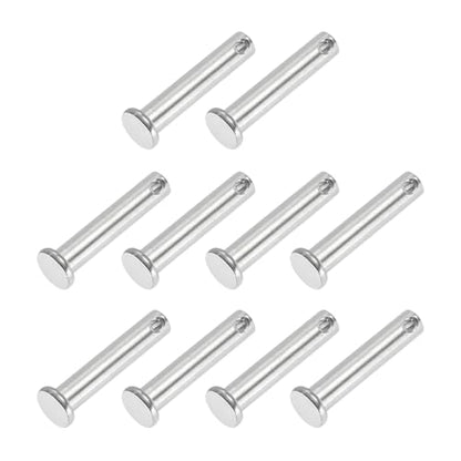 PATIKIL 8 x 40 mm Single Hole Clevis Pins, 10 Pcs 304 Stainless Steel Flat Head Pin for Hitch Pin Lock Link Hinge Systems, Silver - size: 8 x 40 x 34.3 mm