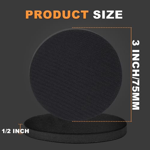 3 Inch Interface Pad: 9 Pack Hook & Loop Foam Sanding Discs Backing Pads Replacement for Mini RO Sander Detail Sanding,Soft Density Sponge Round Cushion Buffer - style: 3" No-Hole Interface Pad