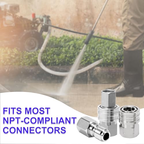 M MINGLE Pressure Washer Adapter, 2 Sets 3/8 Inch NPT Quick Connect Fitting - size: 1.6 inch