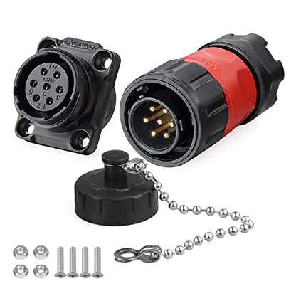 CNLINKO YM-20 Industrial Waterproof Connector IP68 Circular Aviation Plug PBT Plastic Shell M20 2-12 Pin Flange Socket (7-Pin) - size: 7-Pin, style: Male Plug/Female Socket