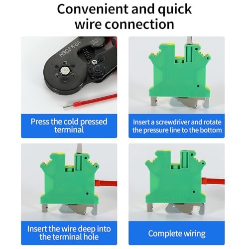 100PCS USLKG5 Wire Terminal Block DIN Rail Ground Circuit Application for 12-28 AWG 800V Electrical Cabinets Distribution Box,Solar Project,PLC Industrial Control Automation Panel DIY CNC RV - color: 100pcs Green