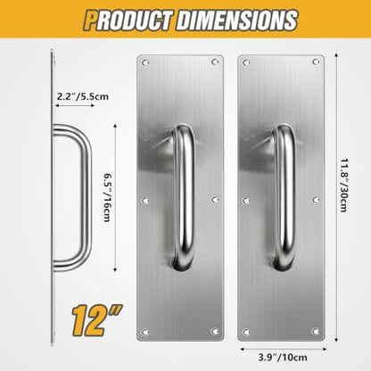 12" Stainless Steel Door Pull Handle for Home/Public/Commercial Door - size: 12'' Handle Pull