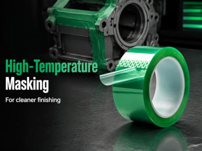 High Temperature Polyester Tape, Powder Coating Masking Tape, 428°F Continuous / 500°F Short-Term, Silicone Adhesive, 4 Rolls, 1/4 in, 1/2 in, 3/4 in, 1 in x 36 yd - size: 1/4", 1/2", 3/4", 1" x 36yds - 4 Rolls