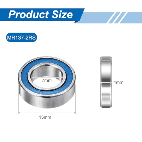 uxcell 10 Pcs MR137-2RS Micro Bearings, 7x13x4mm Chrome Steel, ABEC7 - size: MR137-2RS
