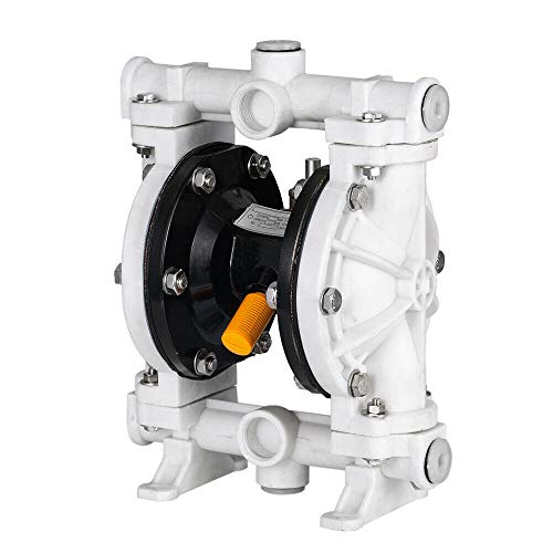 Polypropylene Air-Operated Double Diaphragm Pump with PTFE Diaphragms Max 100psi 13 GPM Pneumatic Double Diaphragm Pump for Chemical and Industrial Fluids Use (1/2 inch Inlet/Outlet)