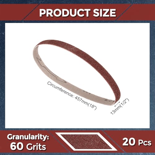 20 Pcs Sanding Belts 1/2 x 18 Inch 60 Grit Aluminum Oxide - size: 1/2 x 18 Inch(60 Grit)