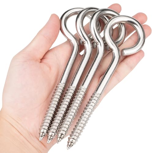 Aovchei Eye Screws, 4 Pcs 6 inches 304 Heavy Duty Screw Hooks - color: 304, size: 6 Inch 4pcs