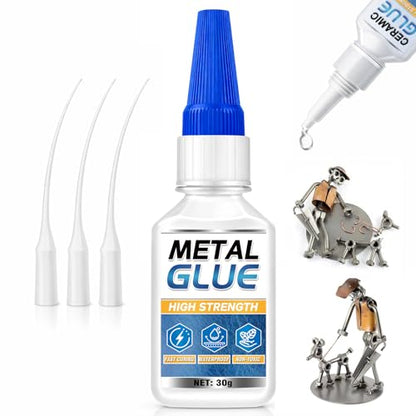 Metal Glue, Super Glue for Metal 30g Heavy Duty Instant Adhesive, Fast Drying Clear CA Adhesive for Stainless Steel, Aluminum, Iron, Jewelry Repair, DIY Crafts, Waterproof Strong Bonding - size: 1 Pack