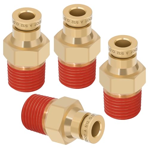 DOT Approved Male Straight Brass Union 5/32" Tube x 1/8" NPT, 4PCS - size: 5/32" OD x 1/8" NPT