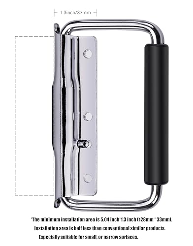 SYINE 5.15 Inch 8.3 oz Large Heavy Duty Folding Handle,3 Mounting Holes,Spring Loaded with Rubber Grip for Toolbox Cabinet,1 Pack,Silver - color: Silver