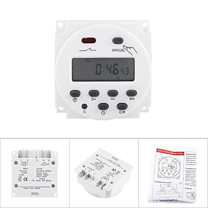 Programmable Relay Timer Switch, Digital Weekly Scheduling Control with Battery Backup Manual Override and LCD Display for Home HVAC White 1 Pack