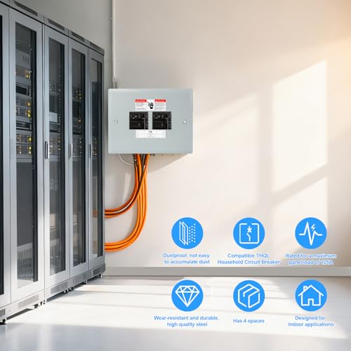 THQL Circuit Breaker Panels, 4-Space, 125A Circuit Breaker Distribution Box, 120V/240V Circuit Breaker Electrical Enclosure,Indoor Main Lug Load Center - style: 4 SPACE