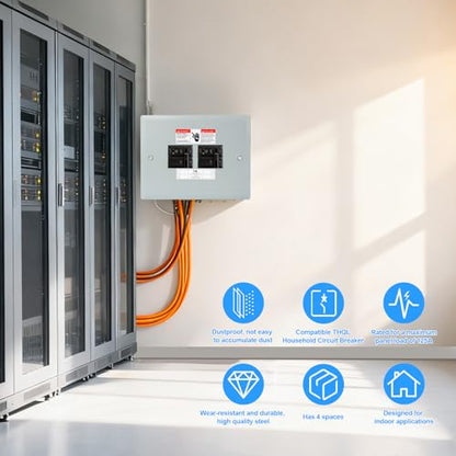 THQL Circuit Breaker Panels, 4-Space, 125A Circuit Breaker Distribution Box, 120V/240V Circuit Breaker Electrical Enclosure,Indoor Main Lug Load Center - style: 4 SPACE