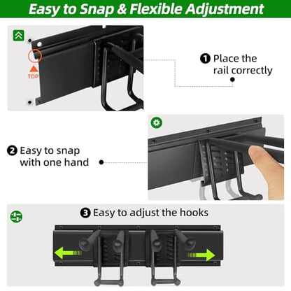 Garage Wall Organizer, 96 in Garden Tool Organizer with 12 Adjustable Hooks - size: 96 inch 12-Hook