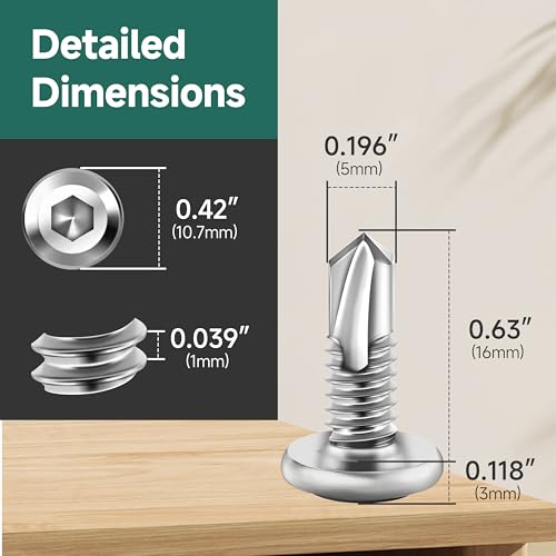 100Pcs 10 x 5/8" Sheet Metal Screws, Stainless Steel Flat Head Socket Cap Self Drilling Screw, Allen Socket Drive, Self Tapping Screws with Drill Bit - color: Silver, size: #10 x 5/8"