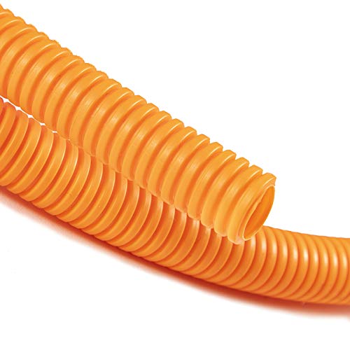 ZhiYo 20FT 1/2” Wire Loom Split Tubing Auto Wire Conduit Flexible Cover | High Temperature Heat Resistant -40F to 257F | Plastic Cover for Electrical Wires & Cables, Orange - color: Orange, size: 20FT 1/2"