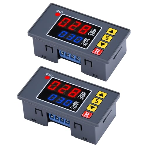 2PCS Programmable Time Controller Timer Delay Relay Module 20A 1500W Switch Type Passive Output Timer Switch LED Digital Display (AC110~220V Upgraded Version)