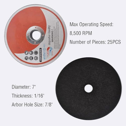 Cut Off Wheels 25 Pack, 7x1/16x7/8 inch Cutting Discs - style: 7"x1/16"x7/8" 25pcs