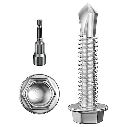 Wensilon #10×3/4" Stainless Steel Self Drilling Screws, 300 PCS - color: Silver, size: #10x3/4"