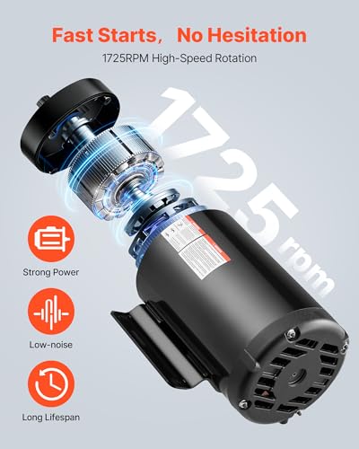 VEVOR 10 HP Electric Motor, 1770RPM Air Compressor Motor, CW/CCW Rotation, 1.375 inch Shaft Diameter, 3.88inch Shaft Length, 40N.m Torque, Three-Phase, 230V/460V, ODP Cooling, 215T Frame - size: 10P-215T-3.88inch Shaft Length