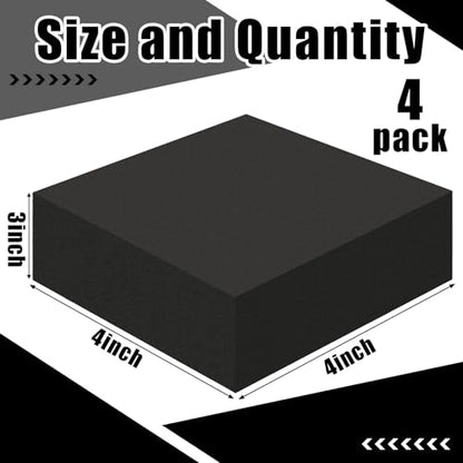 4 Pcs 3" Thick Foam Padding Sheet with Adhesive Backing Closed Cell - color: Black, size: 3 Inch Thick, 4 x 4 Inches