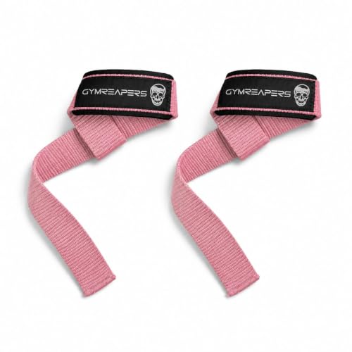 Gymreapers Lifting Wrist Straps for Weightlifting, Bodybuilding, Powerlifting, Strength Training, & Deadlifts - Padded Neoprene with 18" Cotton - color: Light Pink