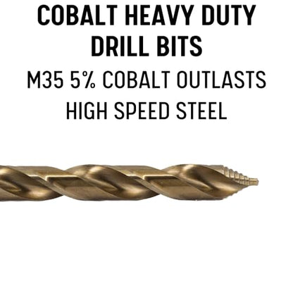 Drill America 1-7/16" Cobalt Stepped Drill Bit with 1/2" Reduced 3-Flat Shank, Gold Oxide Finish for Drilling Acrylic, Steel, Hard Metals, GSC Series - size: 1-7/16"