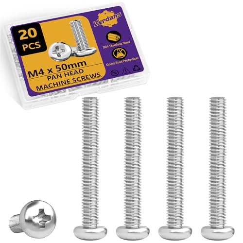 20Pcs M4x50mm Phillips Pan Head Machine Screws Kit 304 SS for DIY - size: M4x50mm